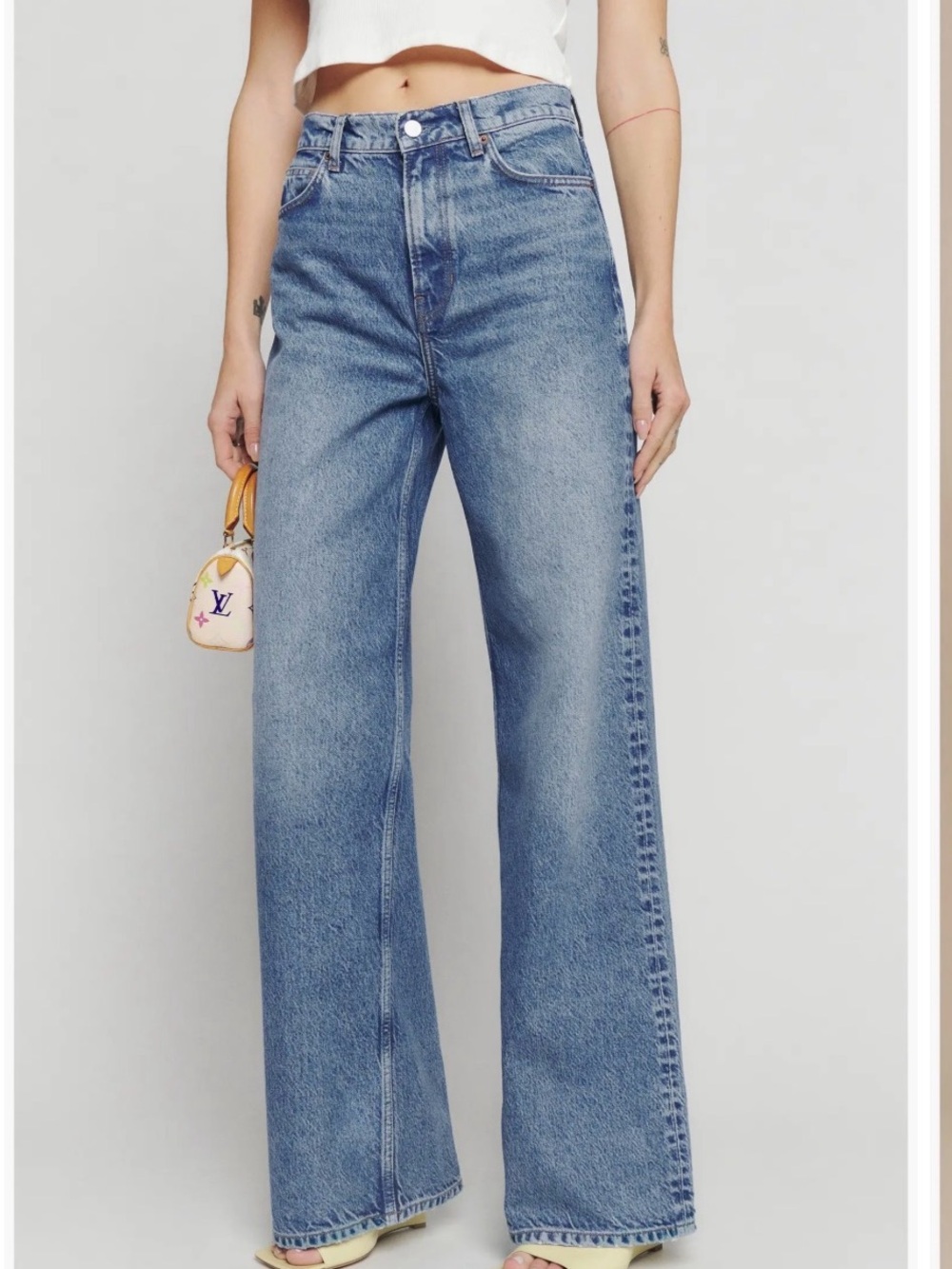 Reformation Wide-Leg Jeans in Medium Blue